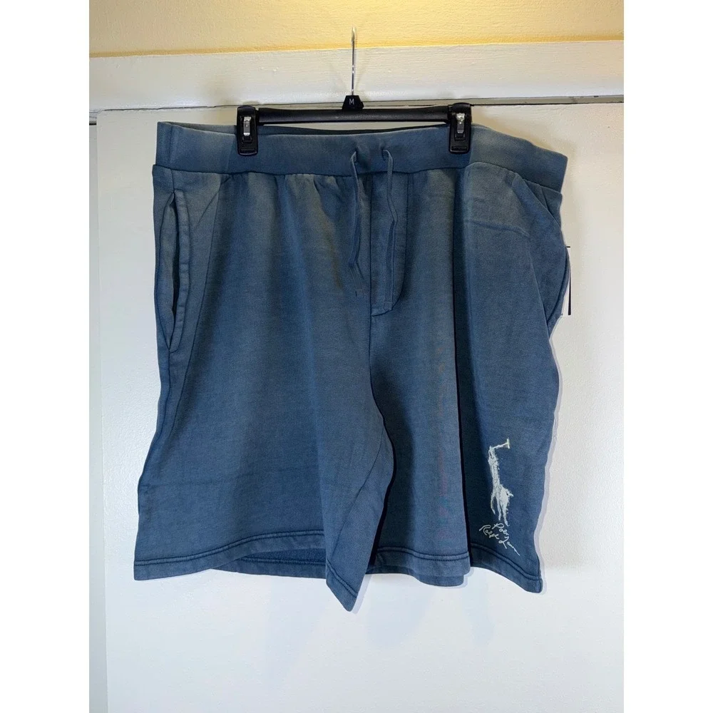 Polo Ralph Lauren Fleece Shorts Mens 3XB Blue Big Pony Graphic Sweatshorts